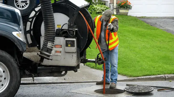 Technician using specialized drainage equipment for sewer line cleaning and foundation protection in Tampa, FL